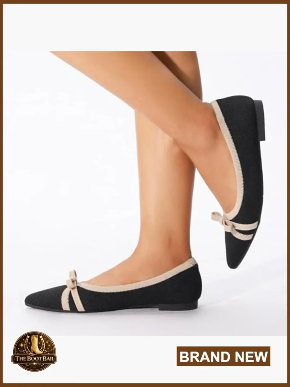 Pointed Toe Knit Ballet Flats Foldable Comfortable Slip On Office Casual